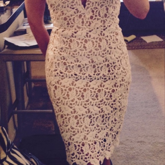 J.O.A. Los Angeles white lace plunging mini sz Sm - Picture 2 of 9